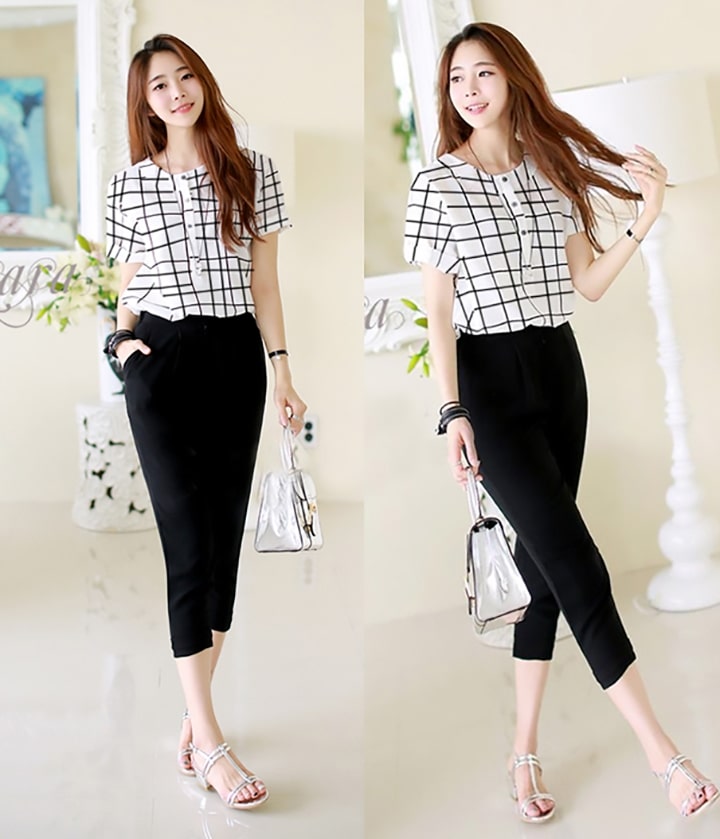 Sơ mi, quần lửng phong cách